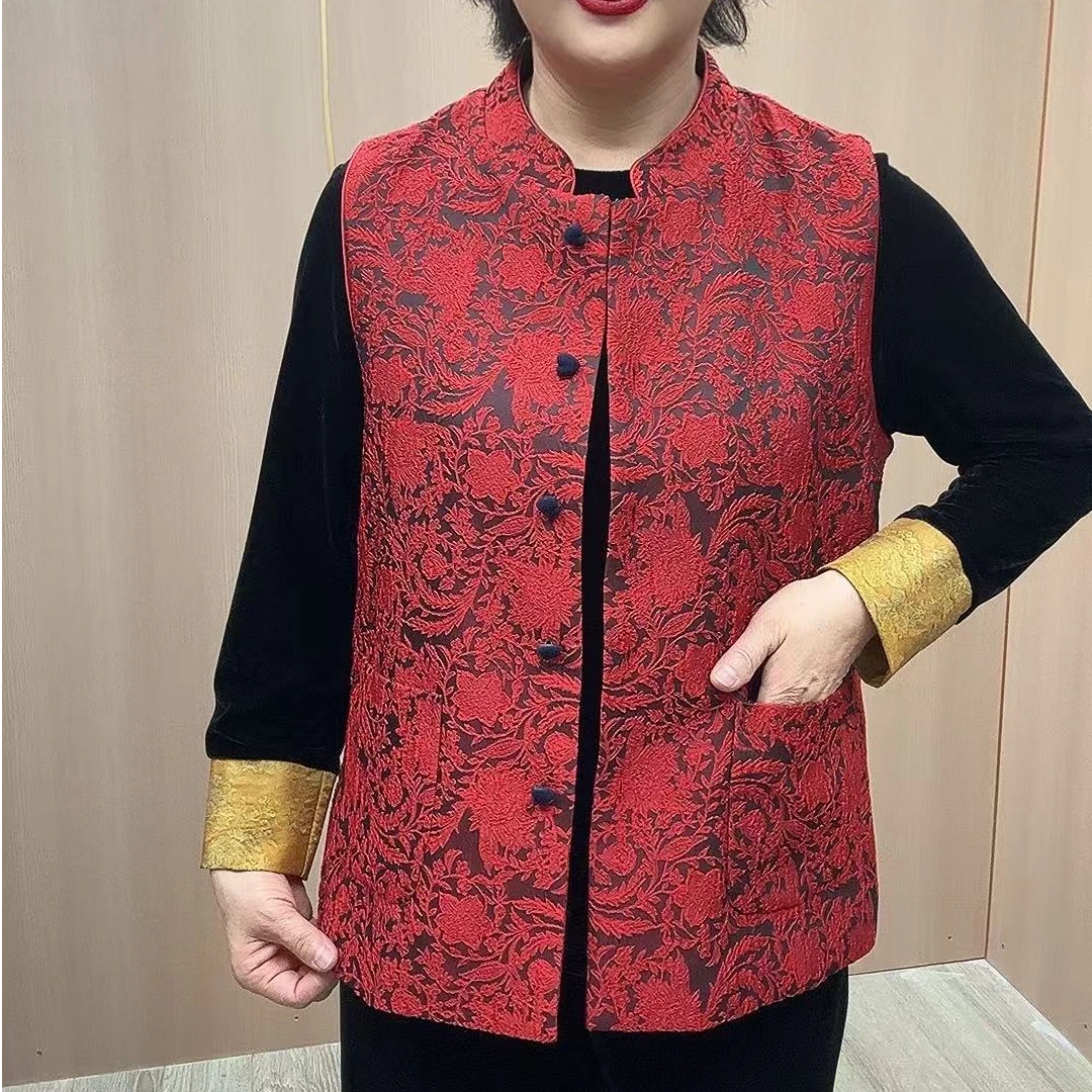 M#5219单马甲长62-68中老年女装妈妈装新中式复古国风单马甲