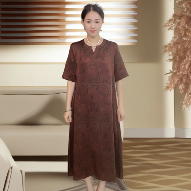 江南鑫雅阁【霞光暗纹】新中式国风夏季新款女装时尚百搭显瘦连衣裙