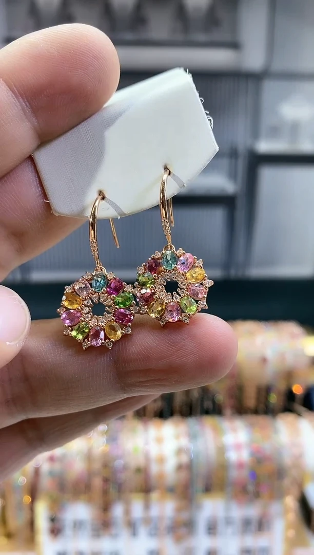 银S925镶嵌耳钩碧玺161661116