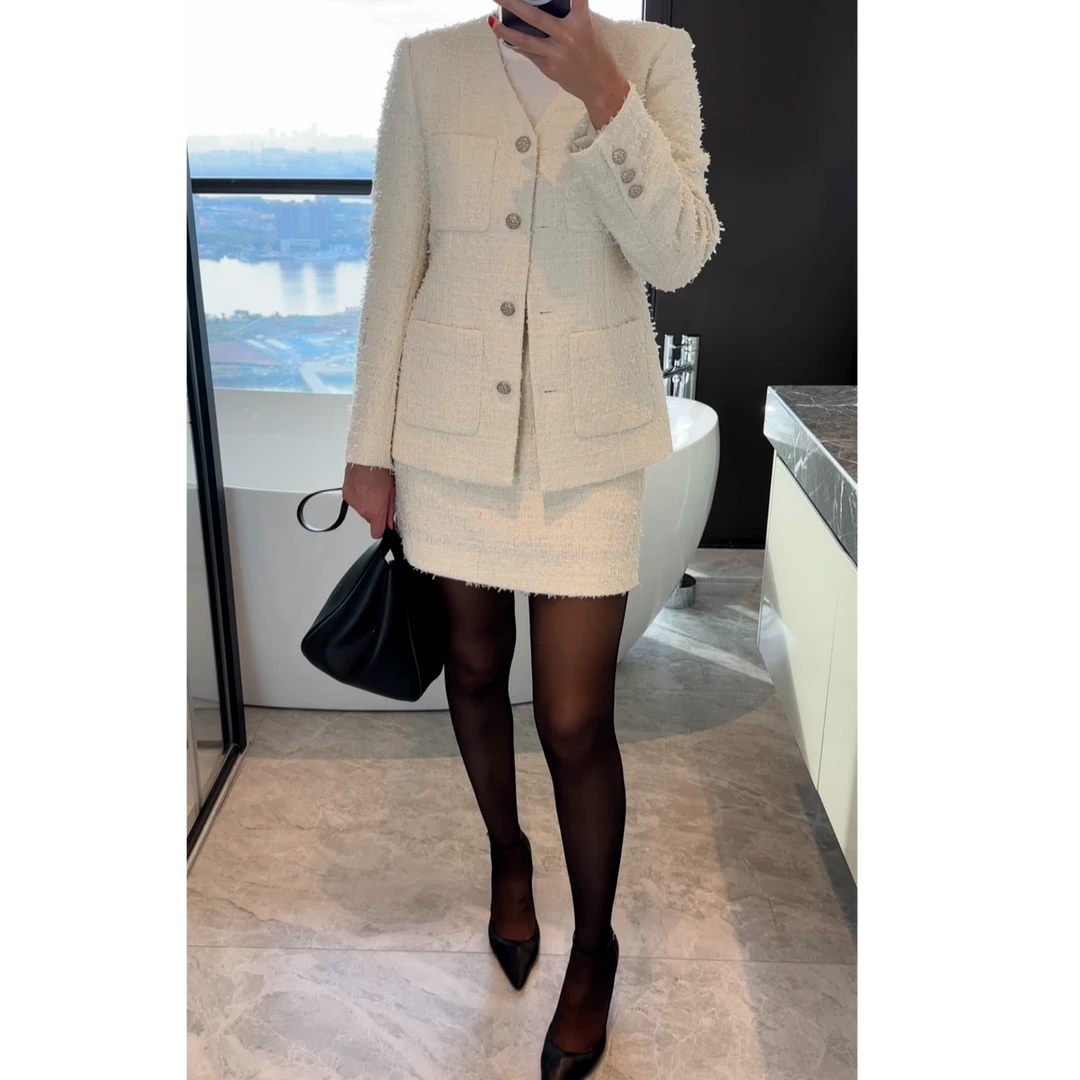 【zhao】复古高定小香套装裙丨赵娜高端女装新款舒适极简风套装半裙