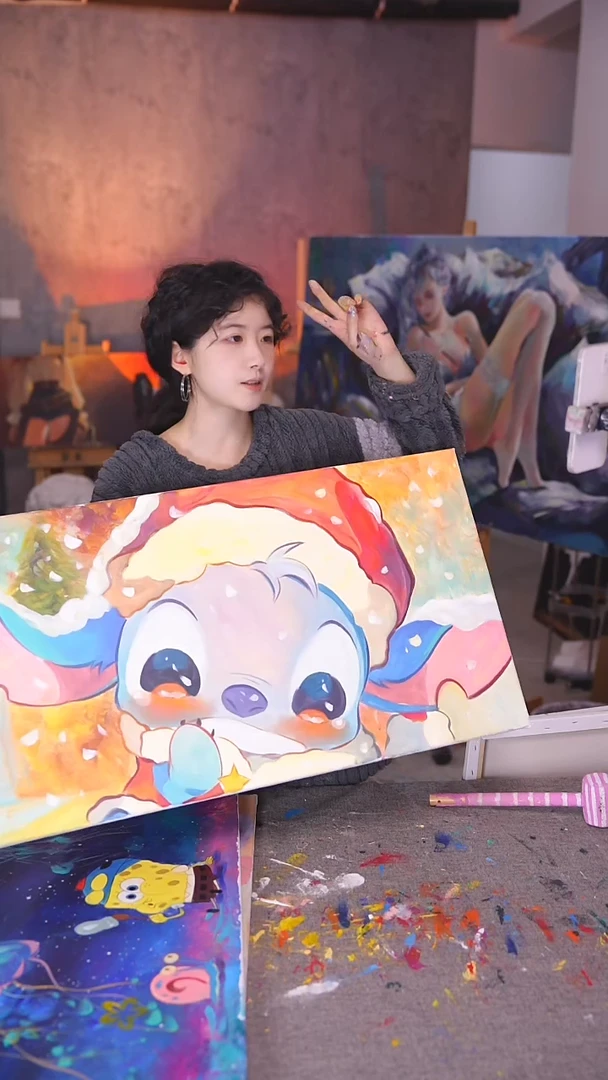 【闪购商品】油画史迪仔丙烯画纯手绘