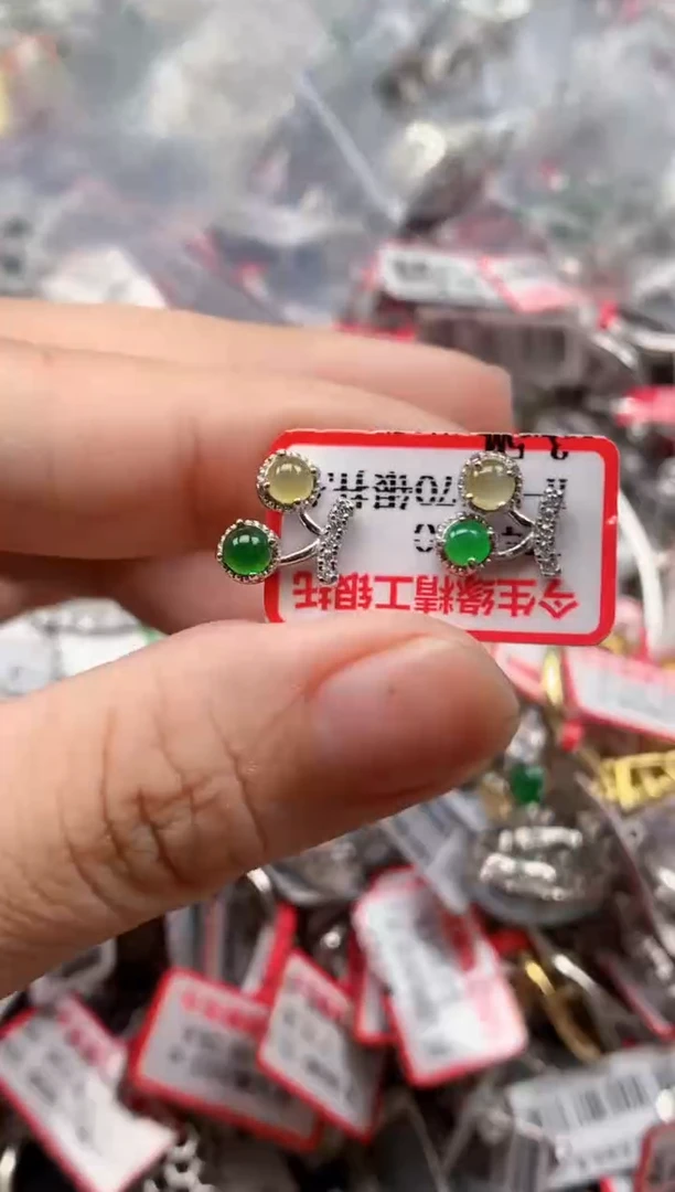 银S925镶嵌戒指翡翠天然A货缅甸翡翠