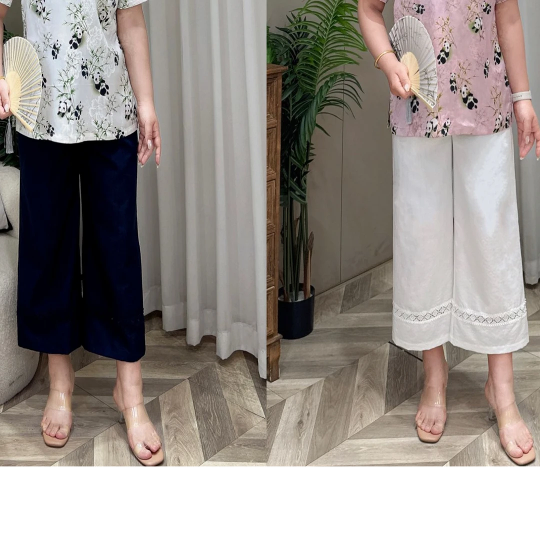 【仅裤子】PDM22339夏季高腰显瘦下角镂空百搭大码女装休闲裤