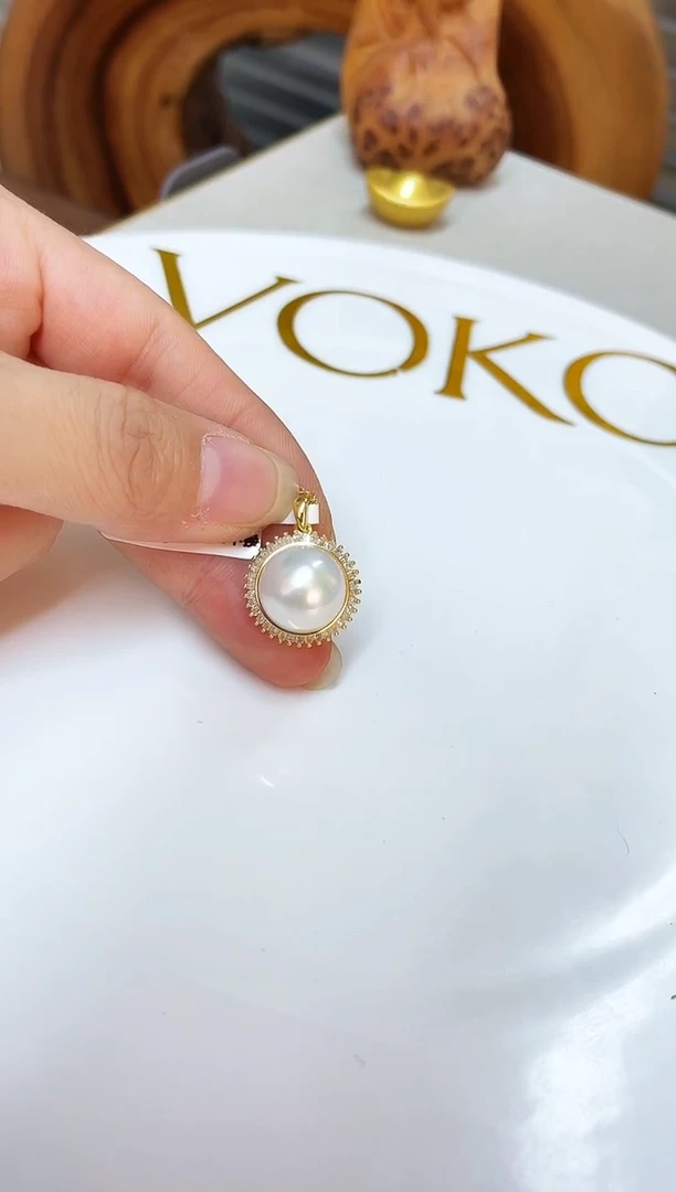 颈饰银S925镶嵌淡水珍珠13mm