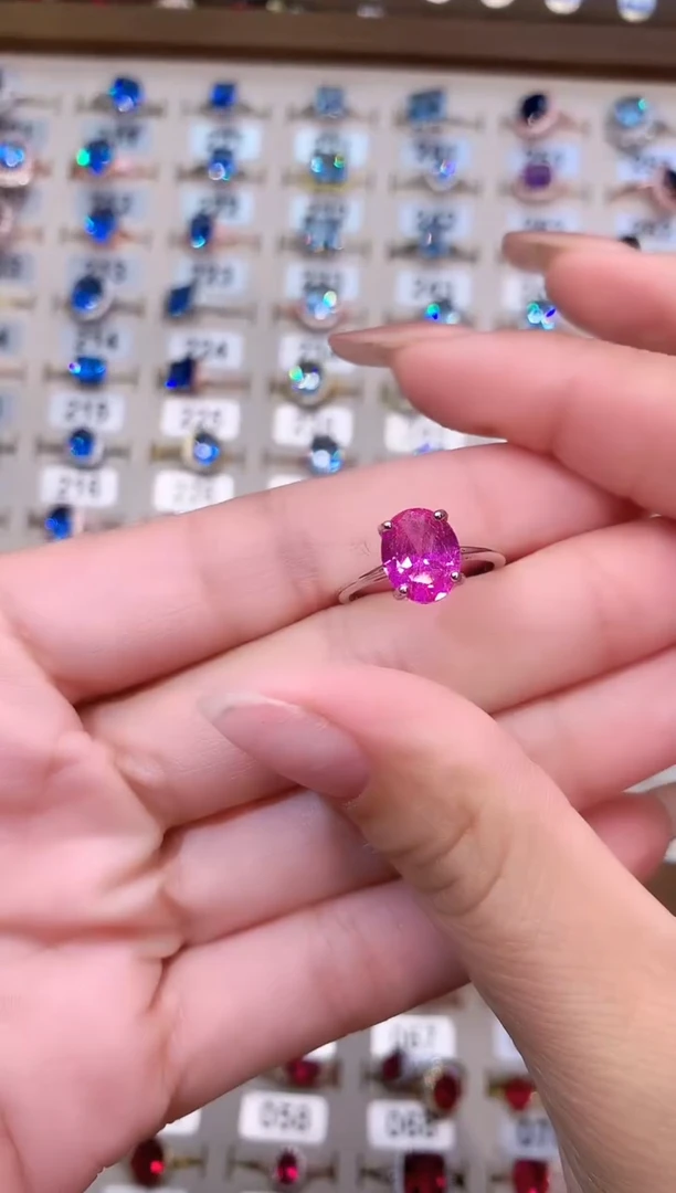 蓝宝石戒指银S925镶嵌银色810