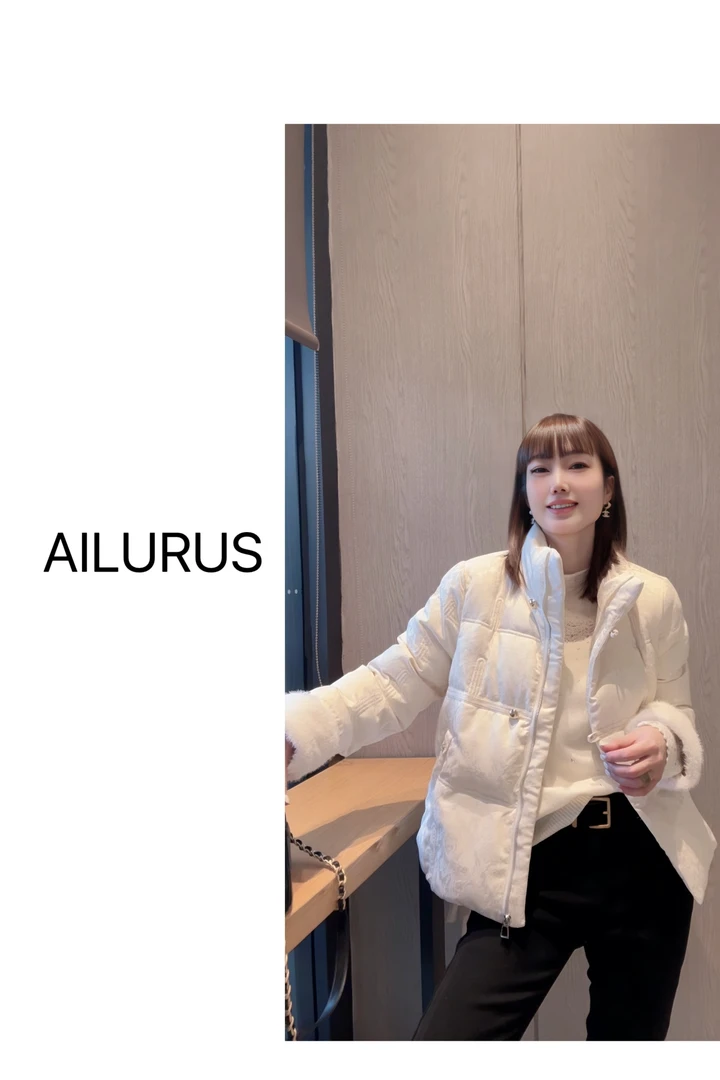 AILURUS【浮光流年】2025深圳欧货冬款拼接毛毛洋气羽绒服外套