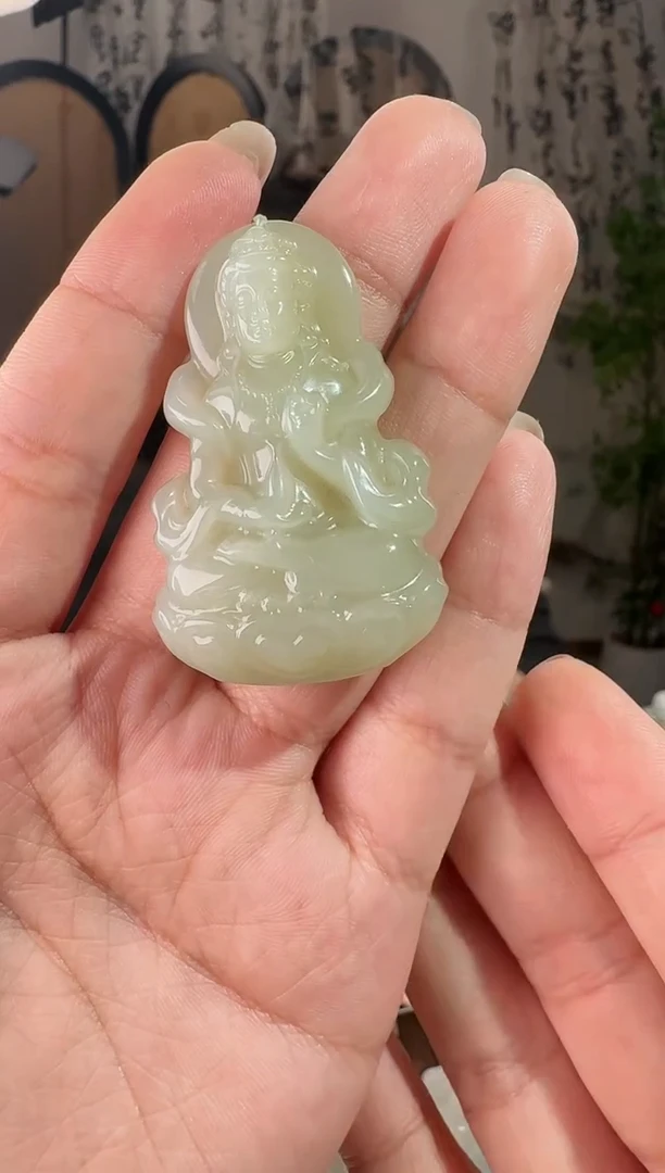 颈饰未镶嵌和田玉晴水观音 15