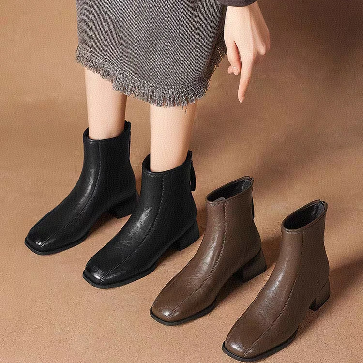 【品牌力荐】粗跟短靴马丁靴女2025年秋冬新款爆款英伦风高跟瘦瘦靴