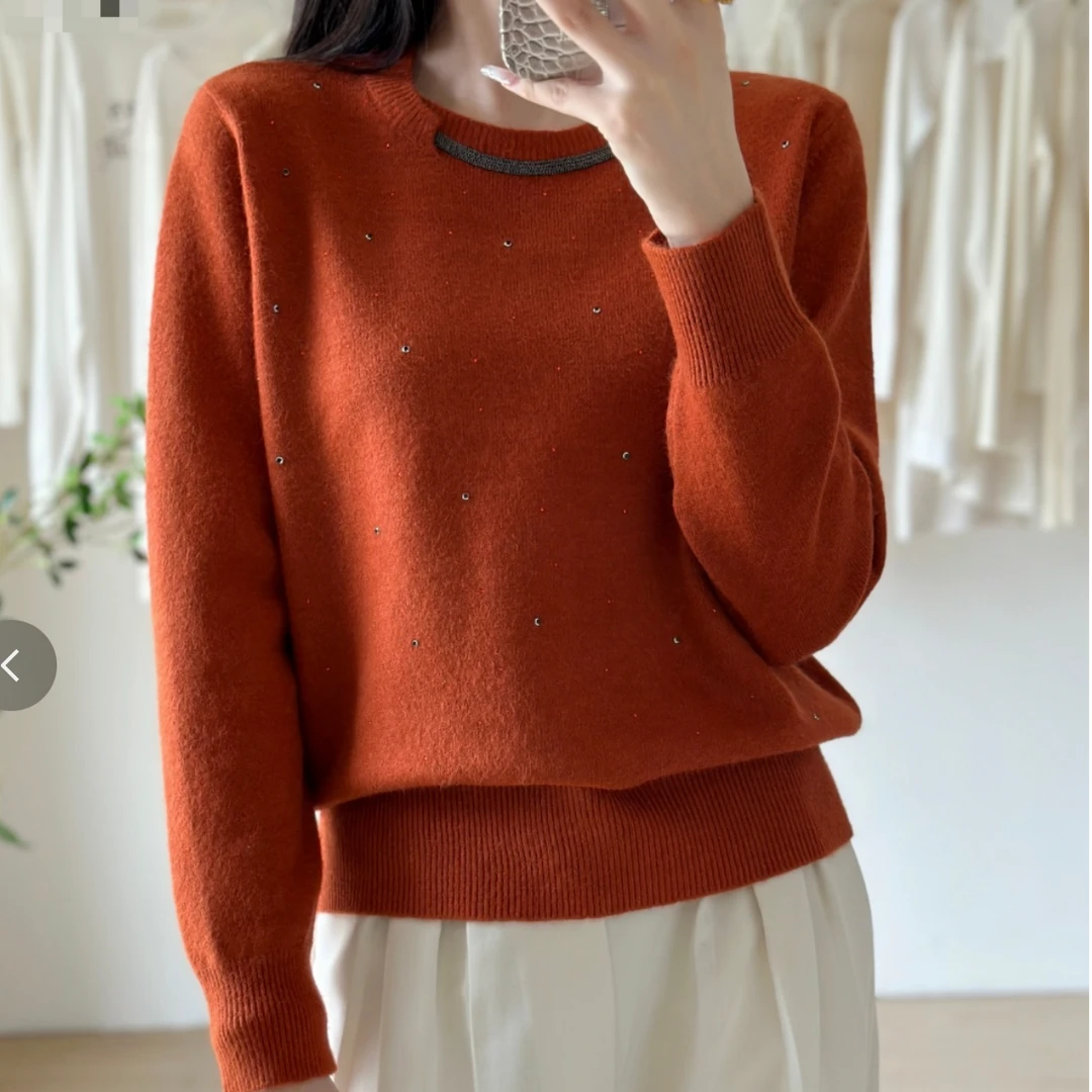 祥好服饰 圆领套头纯色百搭卡卡绒毛衣1902