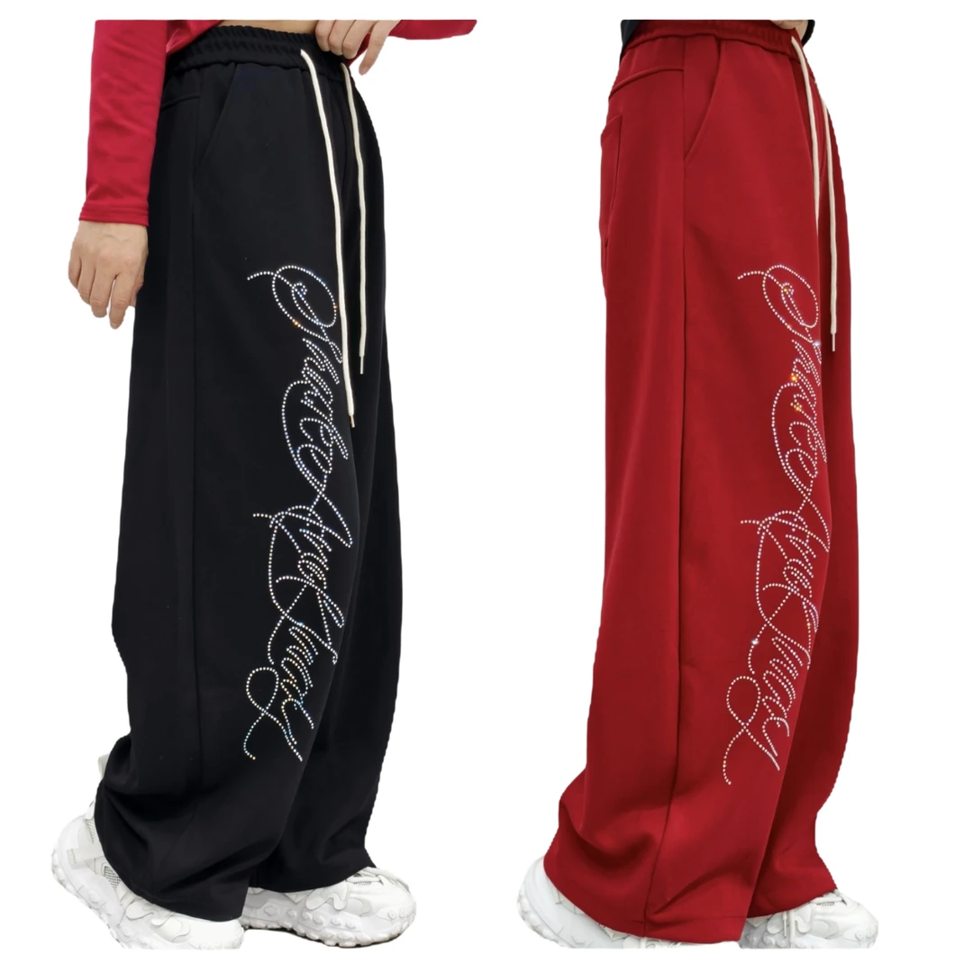 5775新款高级复合棉烫钻小版型宽松休闲卫裤（常规不加绒）