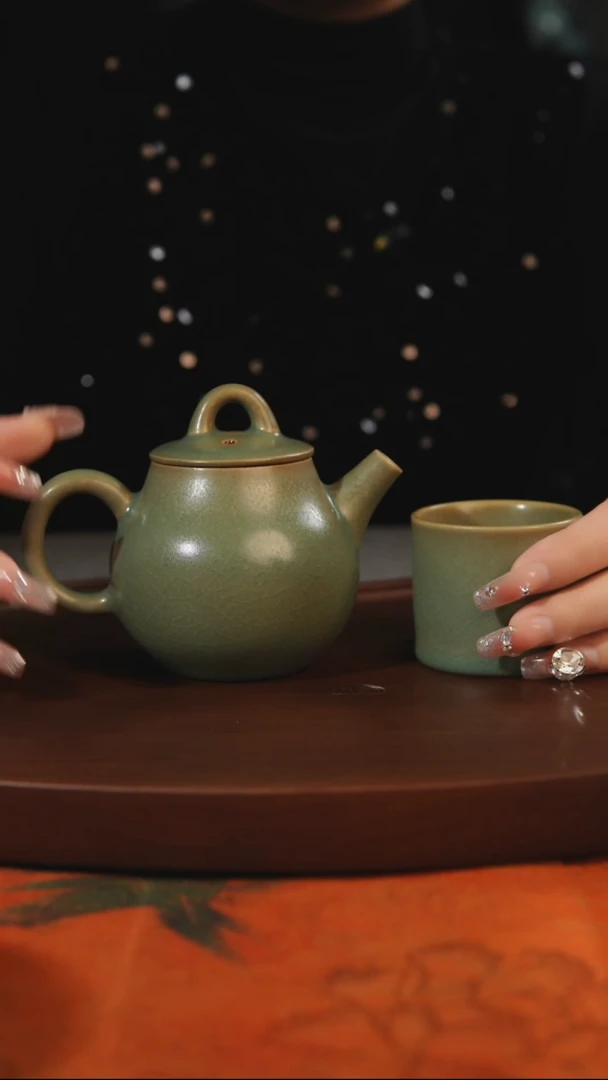 杯子大*小梨壶 柴烧全品一级 汝州原产地原矿仿古老釉