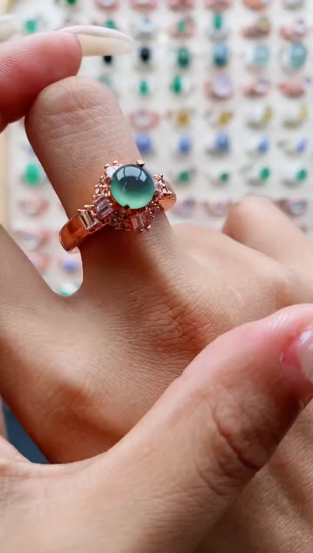 【闪购商品】翡翠戒指未镶嵌缅甸天然A货翡翠222  3+3