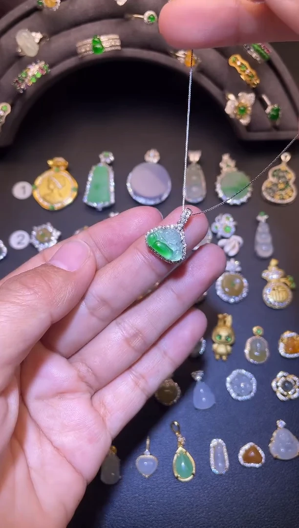 吊坠(不含链)银S925镶嵌翡翠1