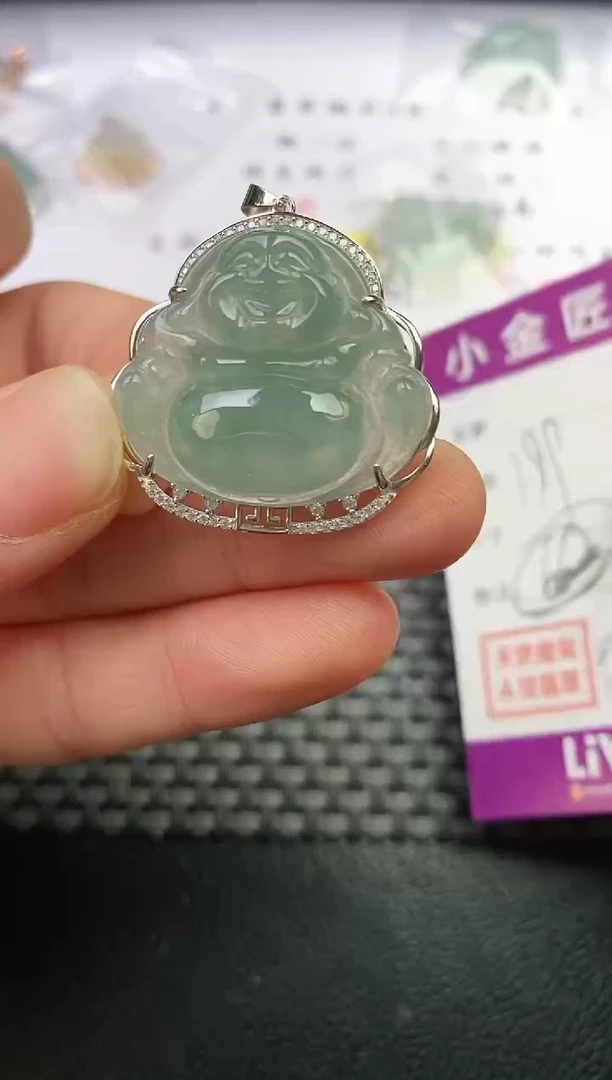 颈饰银S925镶嵌翡翠春*挂件