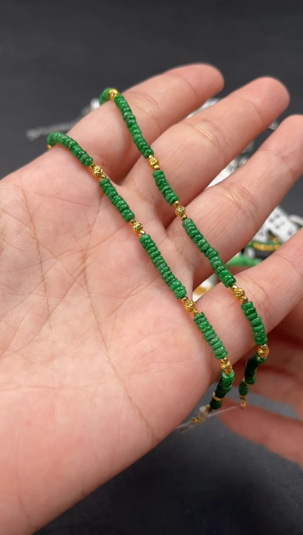 套链18K金镶嵌翡翠多样性 发货一条  P308