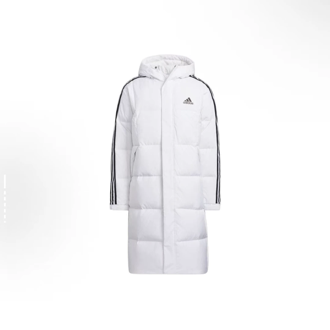 adidas/阿迪达斯adidas户外运动连帽长款羽绒服冬季男女同款 白色