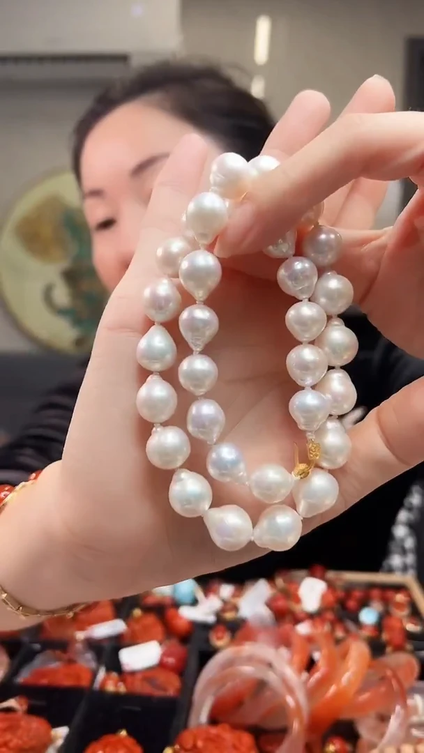 未镶嵌项链淡水珍珠12mm/40cm/18K金设计款