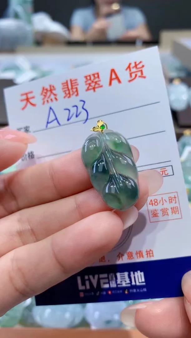 颈饰18K金镶嵌翡翠天然翡翠A货挂件