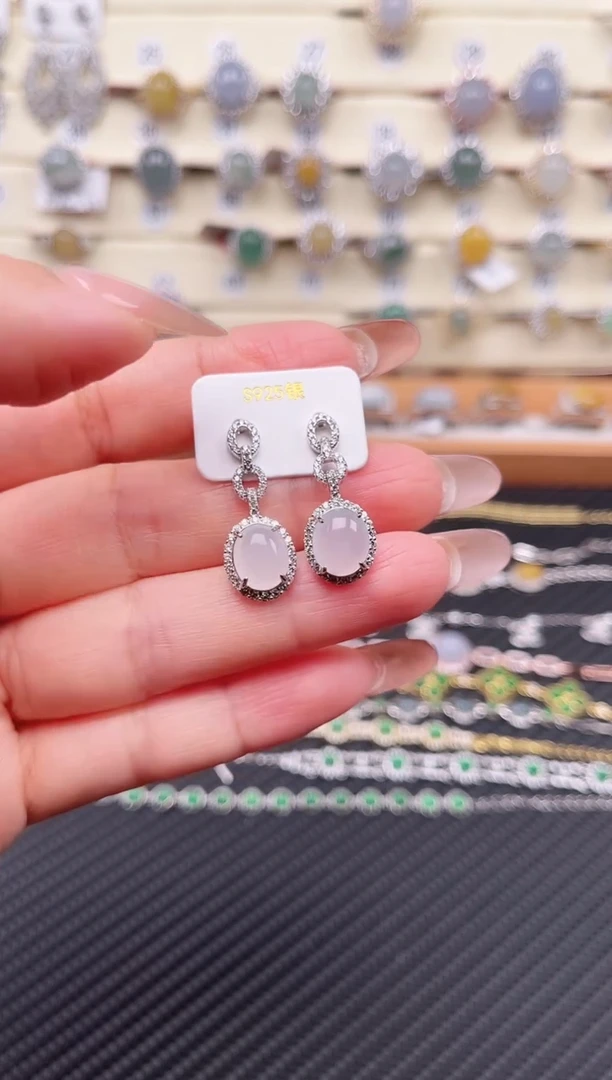 【闪购商品】翡翠耳饰银S925镶嵌耳钉16