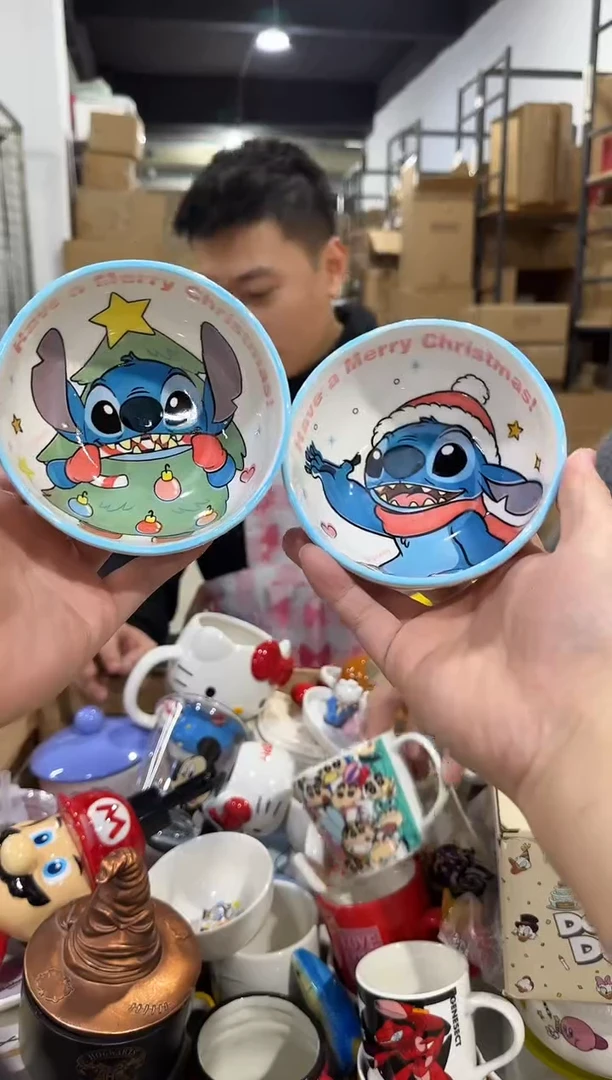 瓷片圣诞史迪仔碗2件套