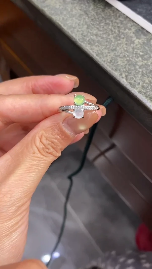 银S925镶嵌挂件翡翠戒指