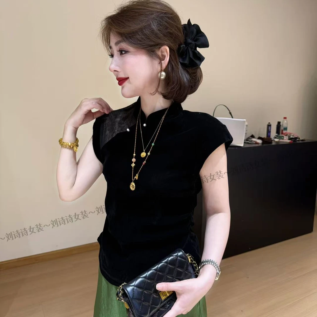 0528【江南烟雨】诗诗家2025夏季显瘦新中式飞飞袖修身气质上衣衬衫