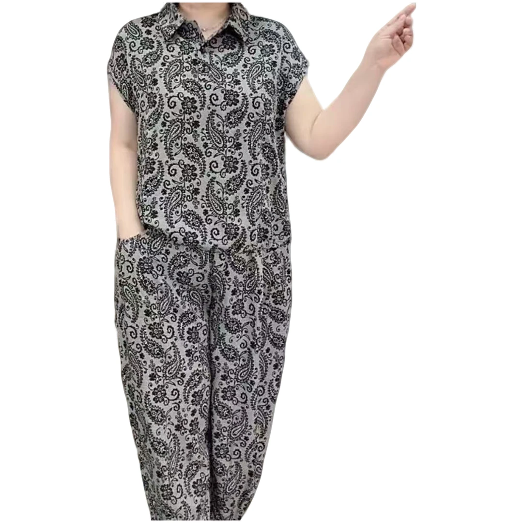 夏季新款时尚休闲宽松套装气质百搭中老年款两件套【卡码拍小】