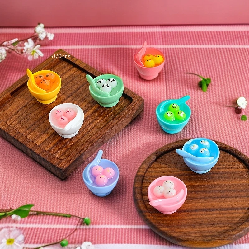 直播拆 对对碰 卡通食玩立体仿真汤圆 公仔小摆件DIY可爱挂件配饰