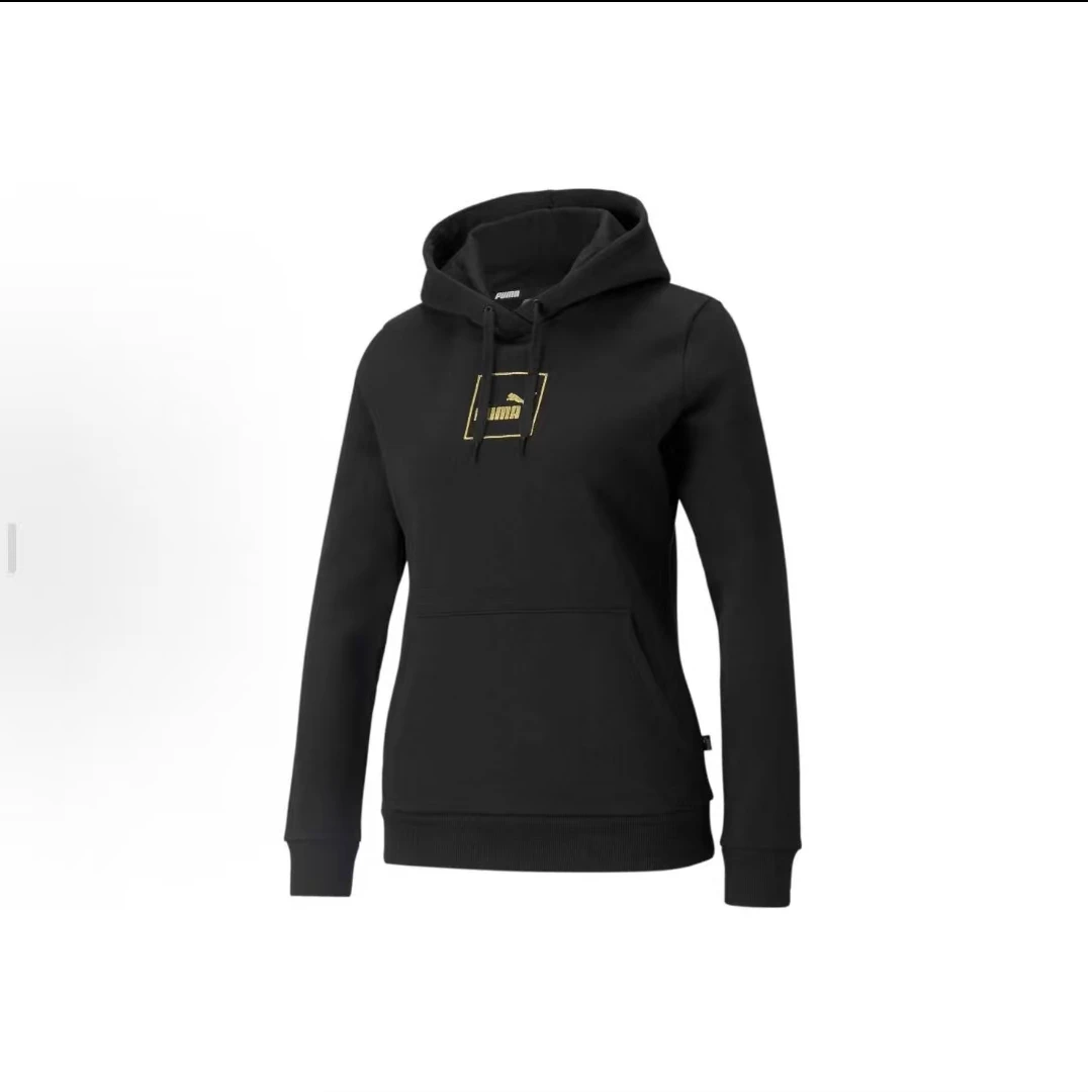 PUMA彪马印花logo女款黑色休闲时尚连帽卫衣84769101