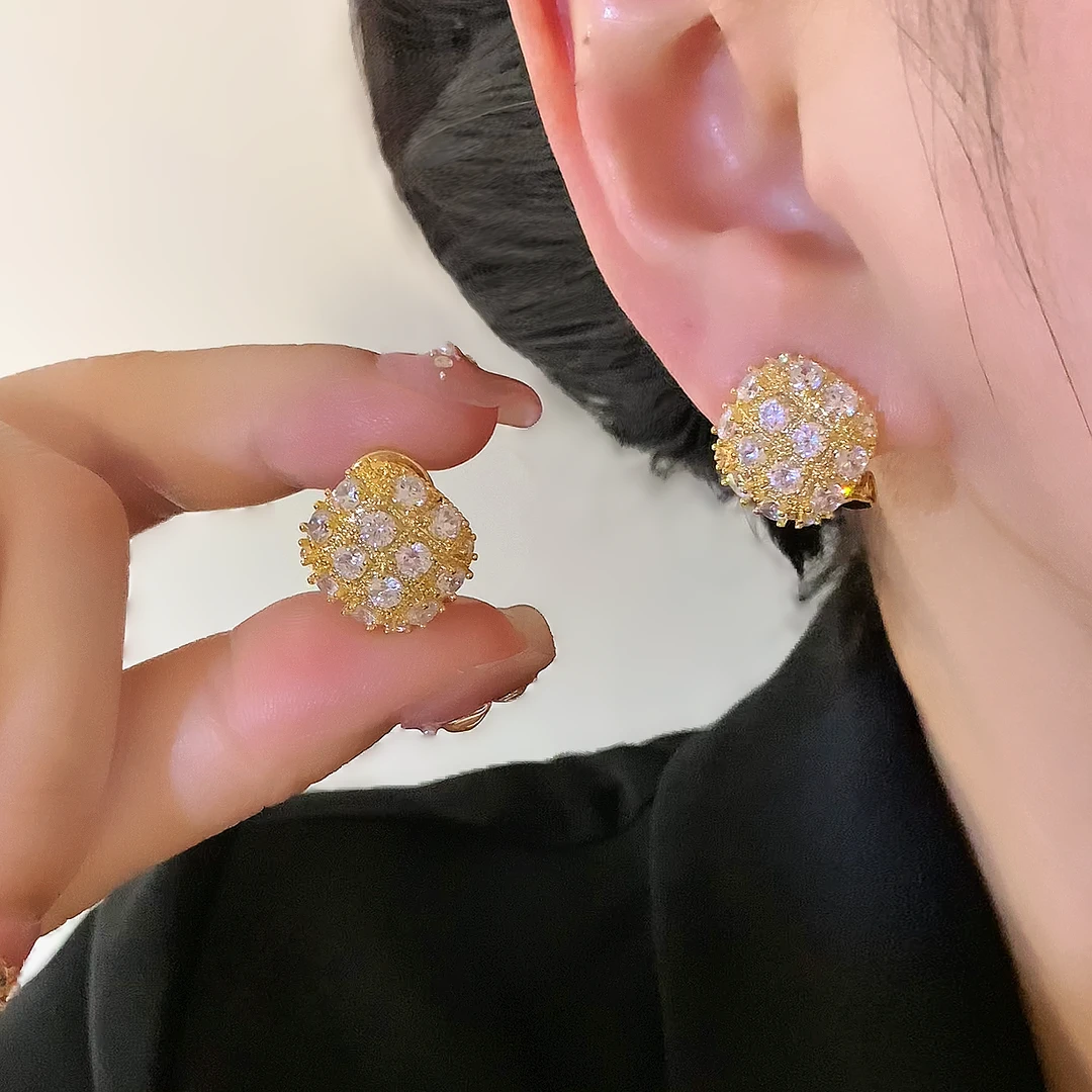 铜合金合成锆石耳饰 时尚百搭精致微镶锆石闪亮几何菱形耳环1321