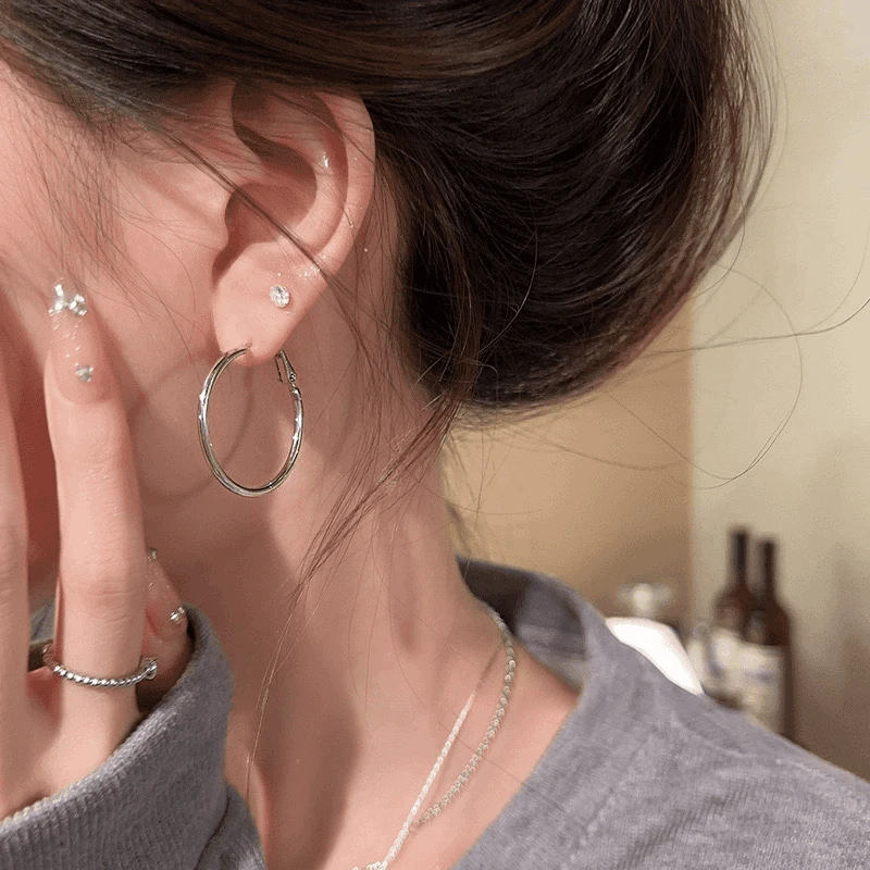 铜合金耳饰 【素圈圈耳环】2025新款爆款高级感耳圈小众轻奢双11