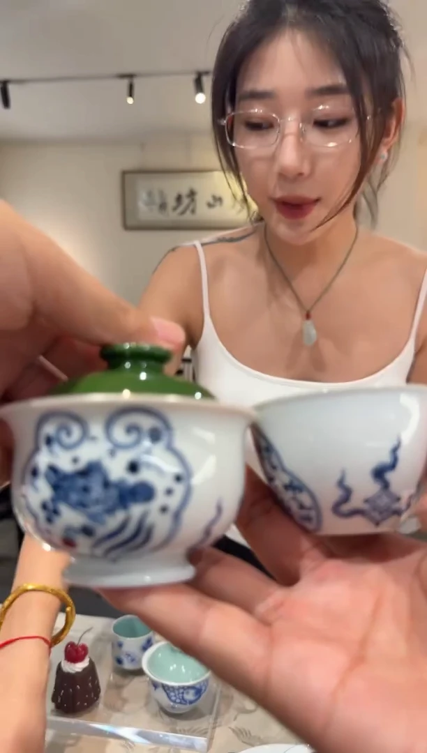 百**乐绿色单色颜色盖碗单杯123456