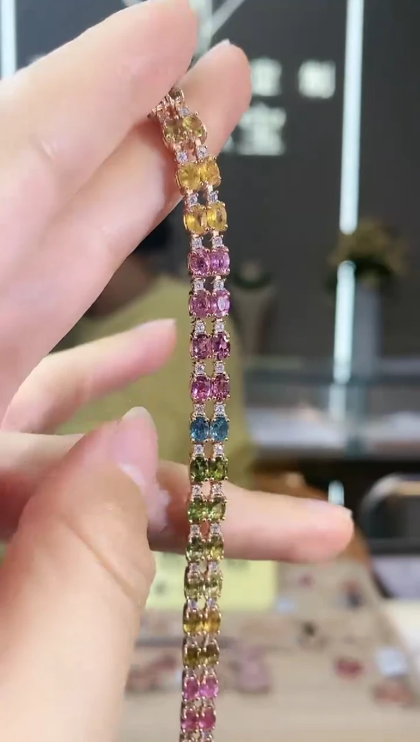 【闪购商品】碧玺手链银S925镶嵌手链