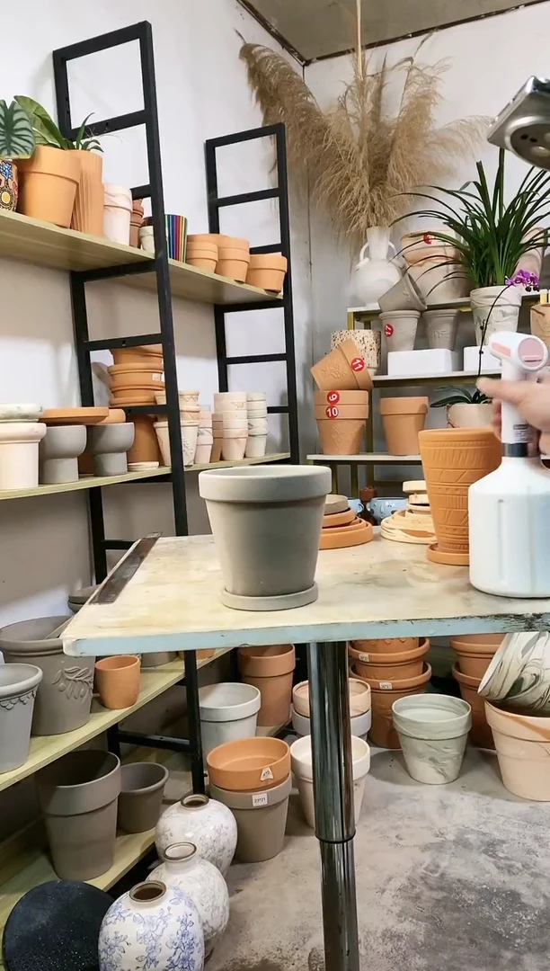 【闪购商品】红陶15*14灰陶国际 5盆5托