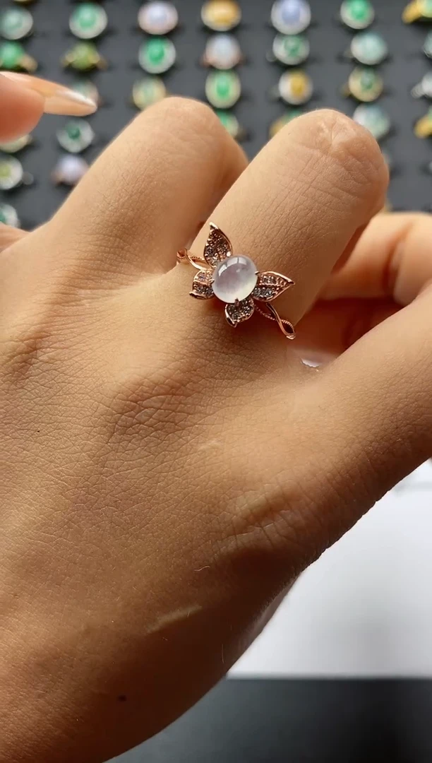 翡翠戒指银S925镶嵌.