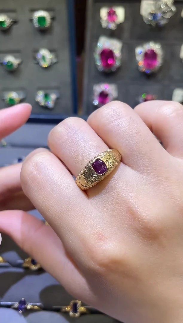 【闪购商品】彩色蓝宝石戒指18K金镶嵌无烧