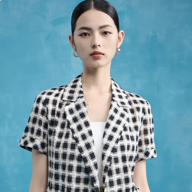 【福利专属】休闲通勤风小西服港风波点女式西服外套VDS781JKH0