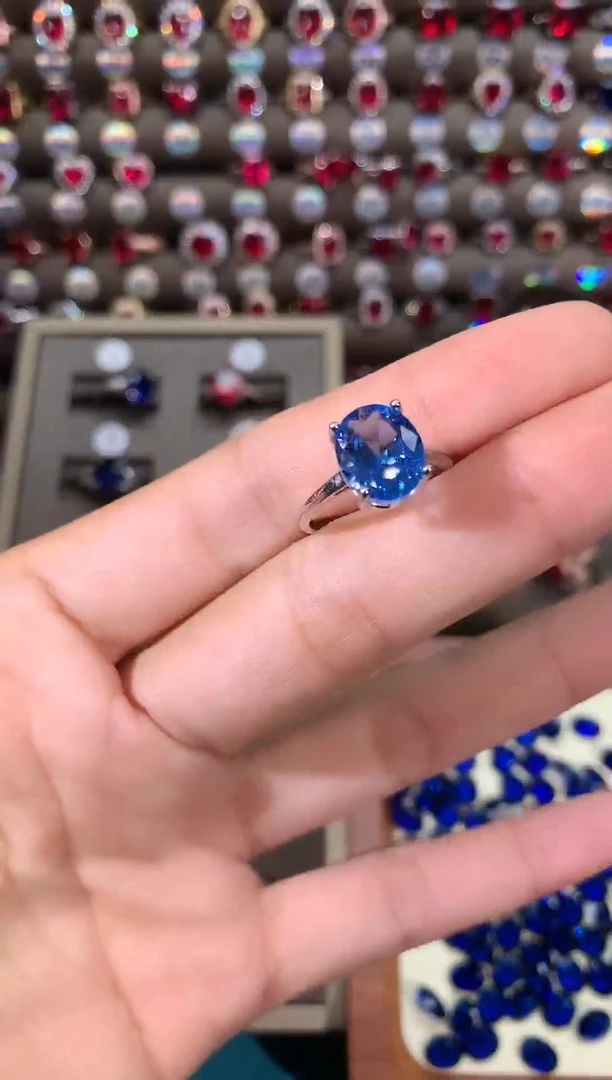 戒指蓝宝石银S925镶嵌矢车菊白911