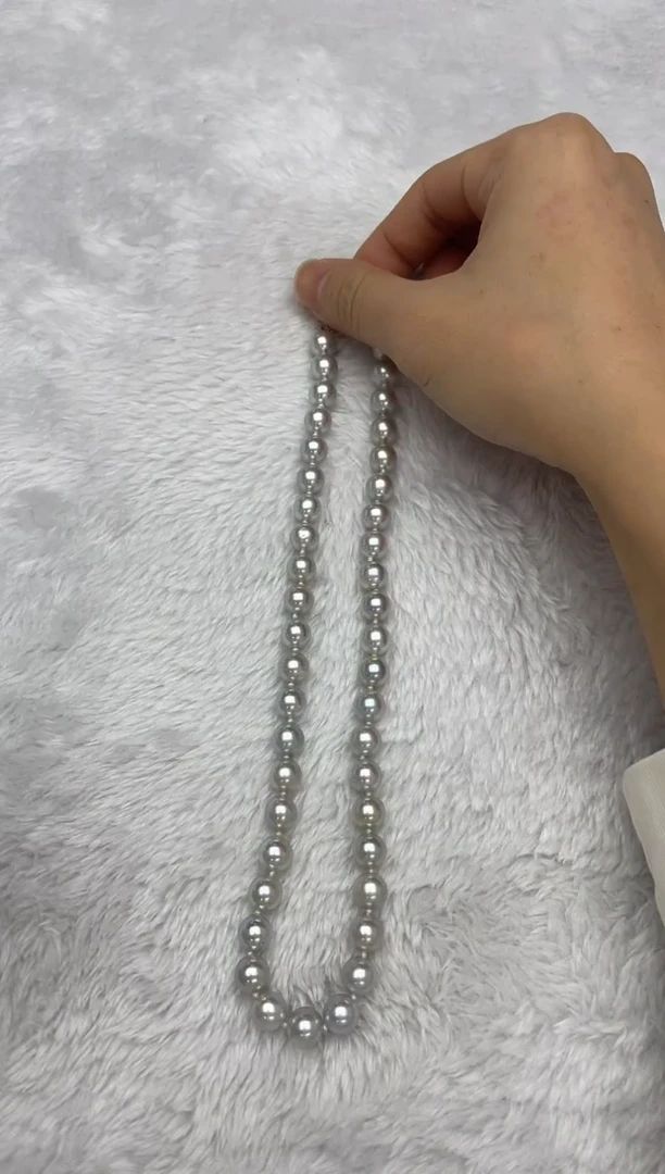 项链银S925镶嵌海水珍珠AK真多麻8.5-9mm
