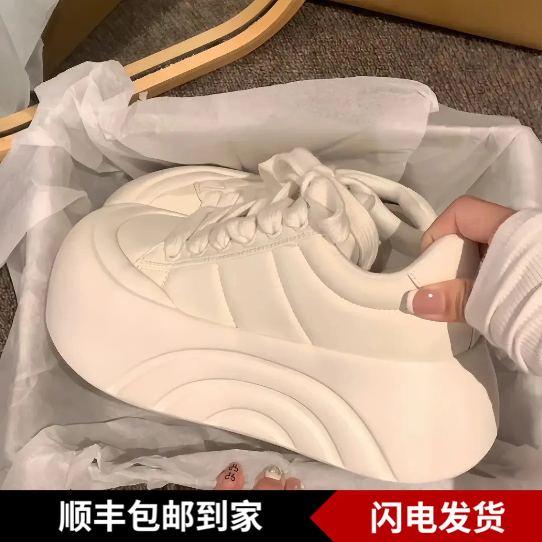 5cm增高 赵露思同款小白鞋2025春秋显瘦大头板鞋小个子休闲运动鞋