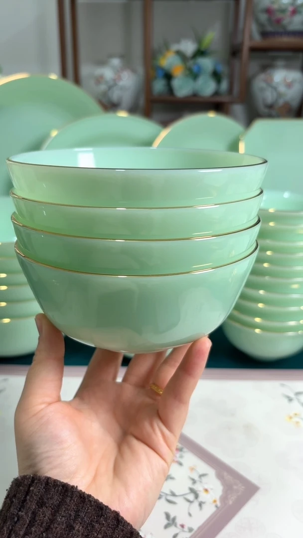 硬质细瓷5.5英寸玉瓷碗4个口径13.8厘米