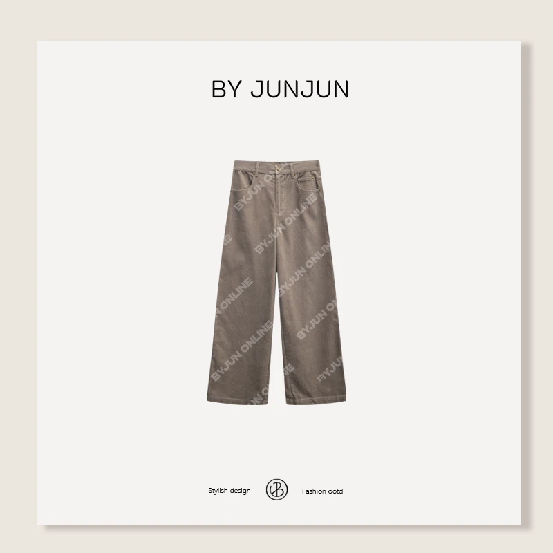 ByJunjun【沙漠裤】洗褪工艺进口细条灯芯绒裤百搭休闲裤