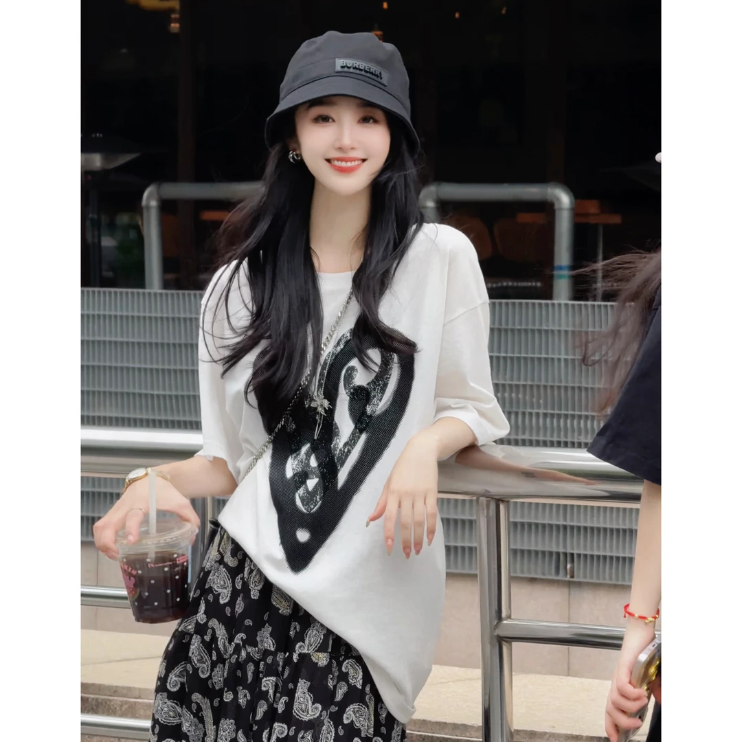 【美老板】【松弛T】情侣款 新款高端时尚设计休闲气质款5XTJJ8733