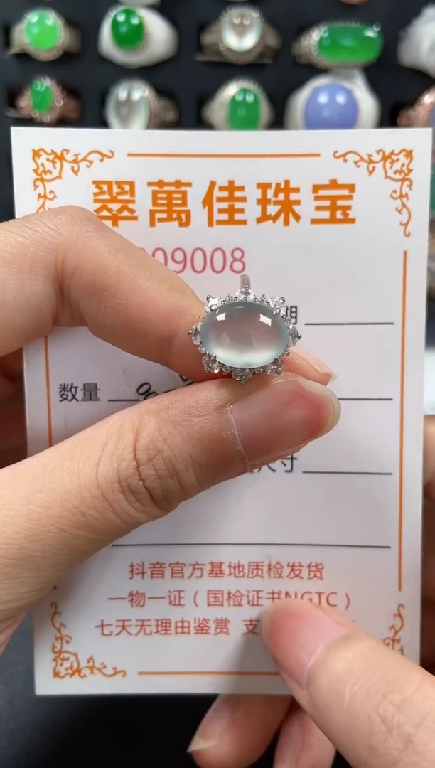 银S925镶嵌戒指翡翠9008