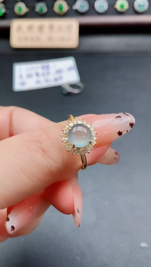 银S925镶嵌戒指翡翠1