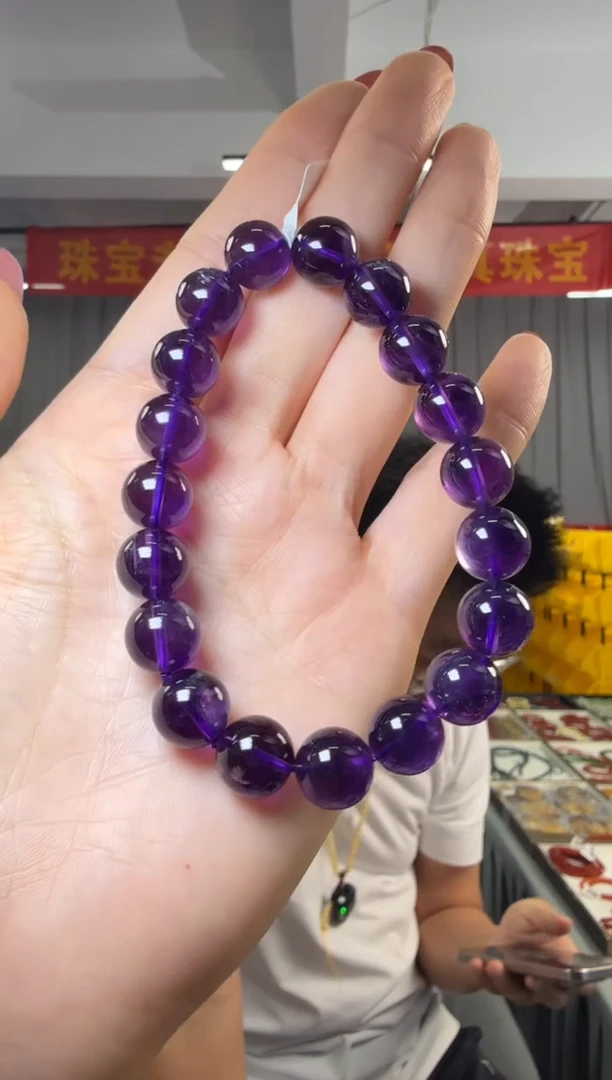 未镶嵌手串水晶YF-紫水晶圆珠单圈深色10.5-11mm