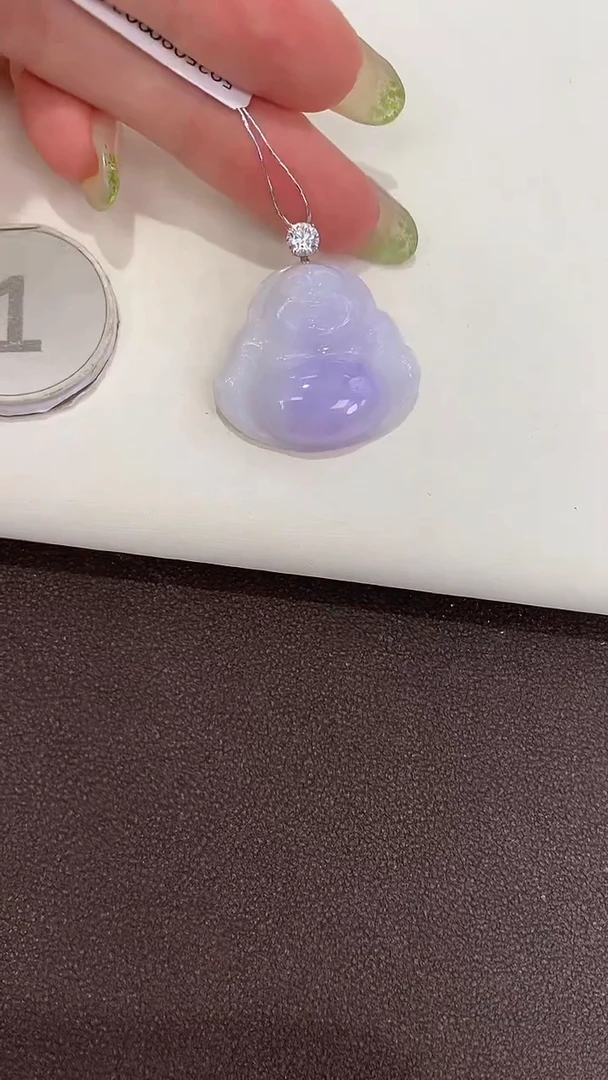 颈饰18K金镶嵌翡翠天然缅甸a货翡翠