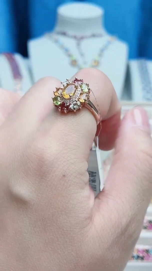 银S925镶嵌戒指碧玺081ZB1107产品一个