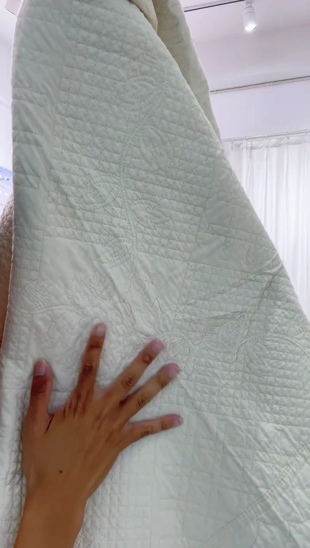 棉180*180奶白色纯棉床盖97号微瑕