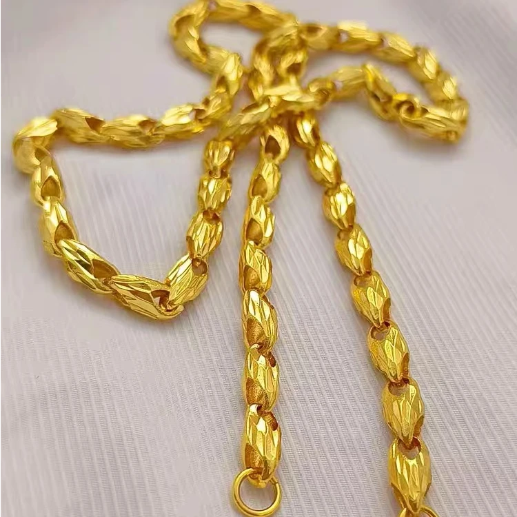 合金项链 合金材质【麦穗项链】时尚潮流空心素款经典霸气精美金色